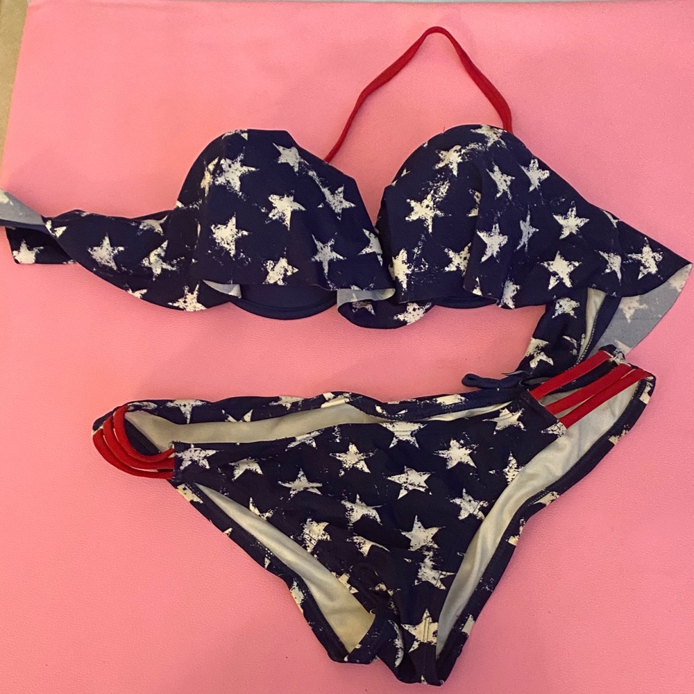 Xhilaration Navy and White Star Bikini